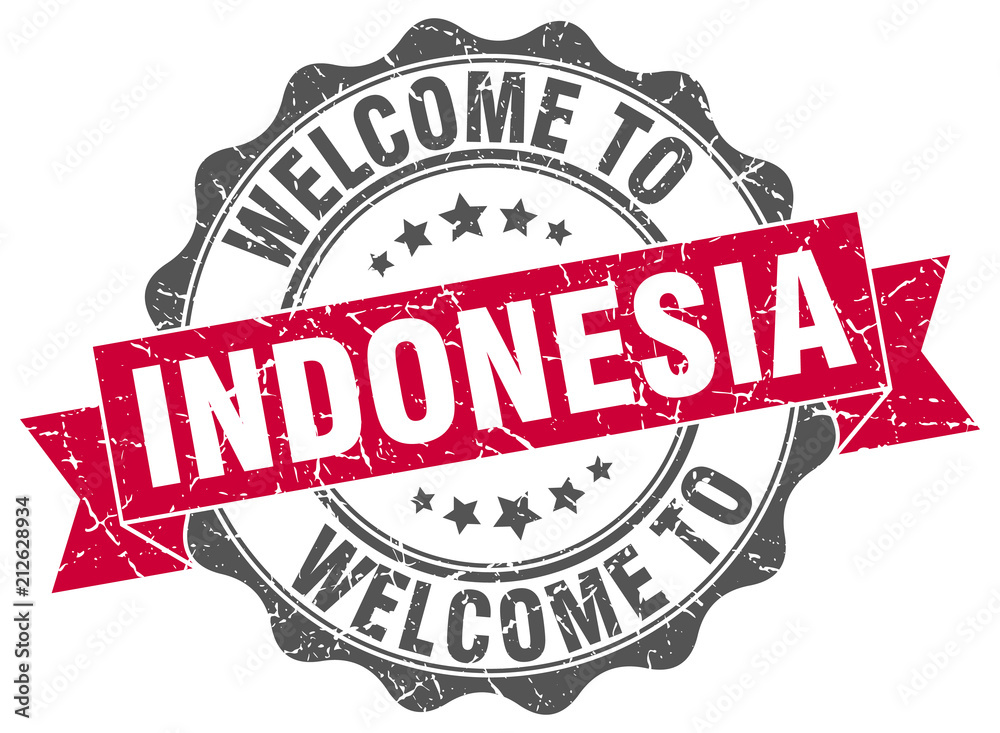 Fototapeta premium Indonesia round ribbon seal