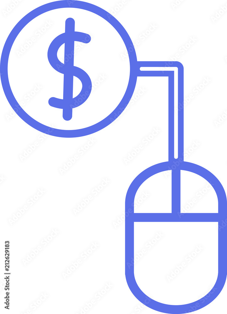 Obraz premium Icon - Mouse connected to dollar - Vector