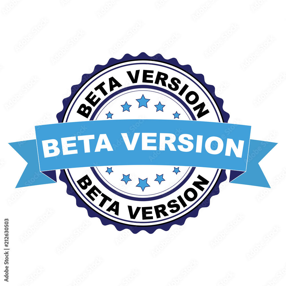 Obraz premium Blue black rubber stamp with Beta version concept