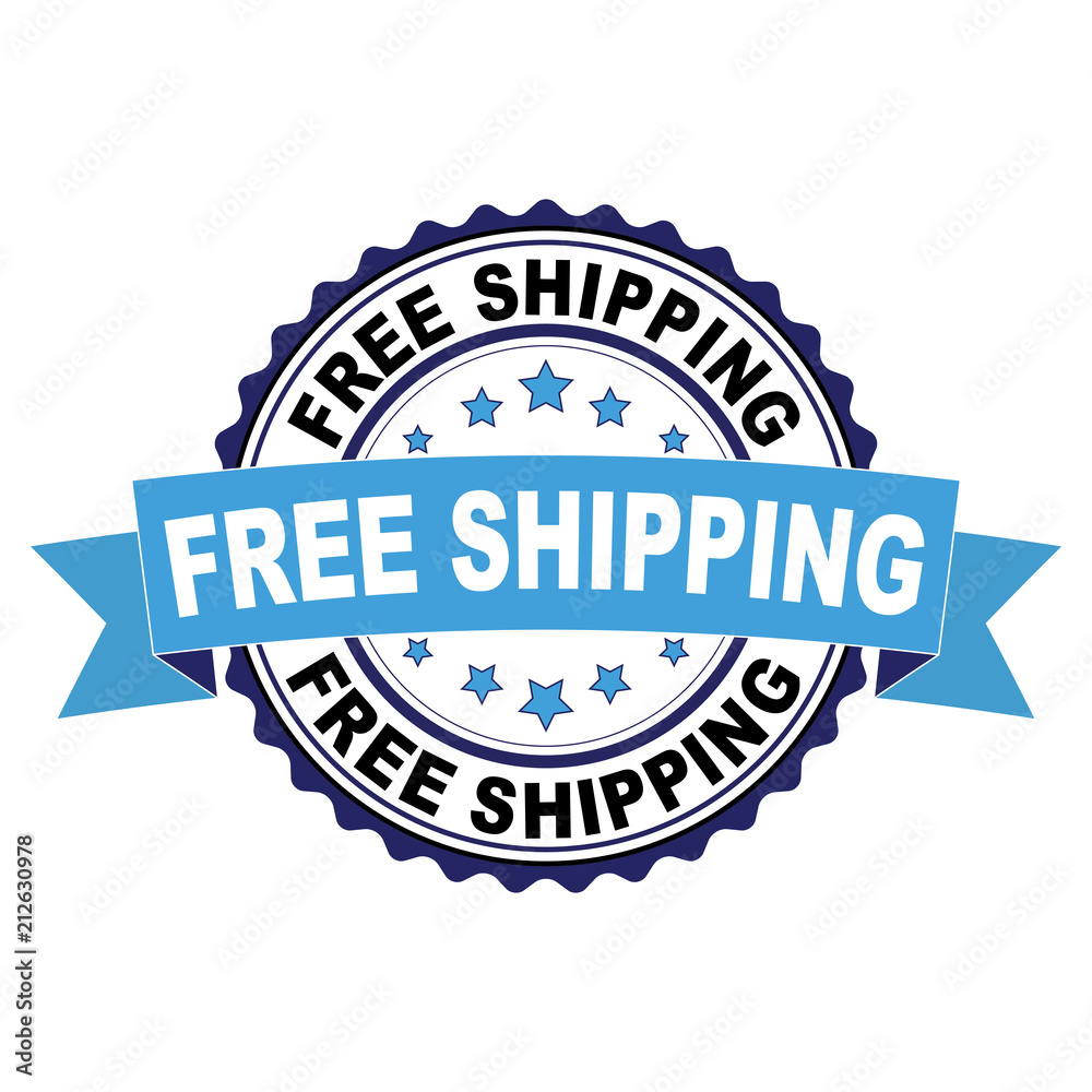 Fototapeta premium Blue black rubber stamp with Free shipping concept