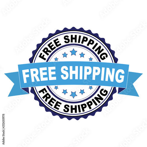 Blue black rubber stamp with Free shipping concept