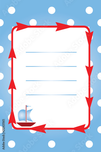 baby boy card - baby shower - party invitation - christening invitation with boat vector