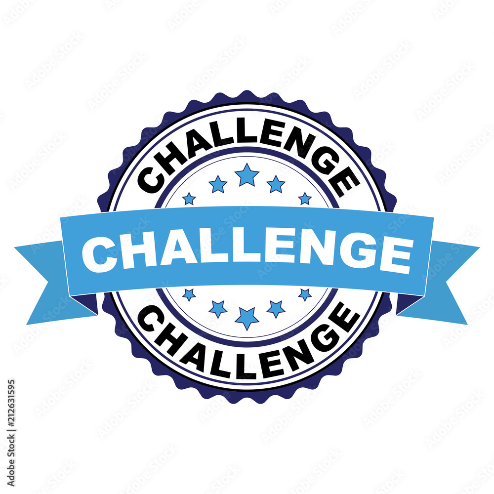 Blue black rubber stamp with Challenge concept
