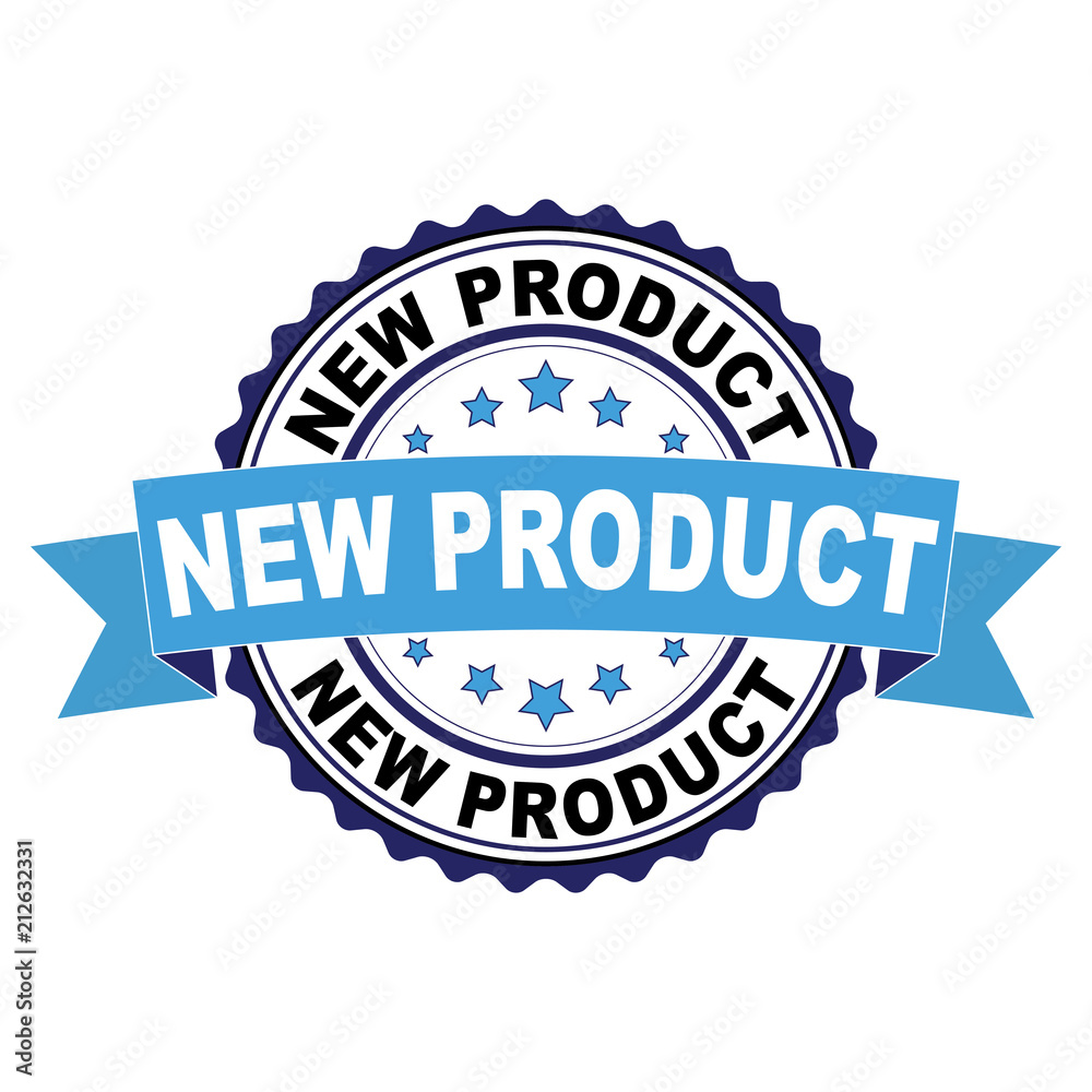 Blue black rubber stamp with New product concept
