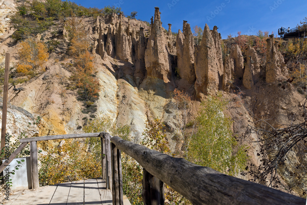 Fototapeta premium Autumn Landscape of Rock Formation Devil's town in Radan Mountain, Serbia