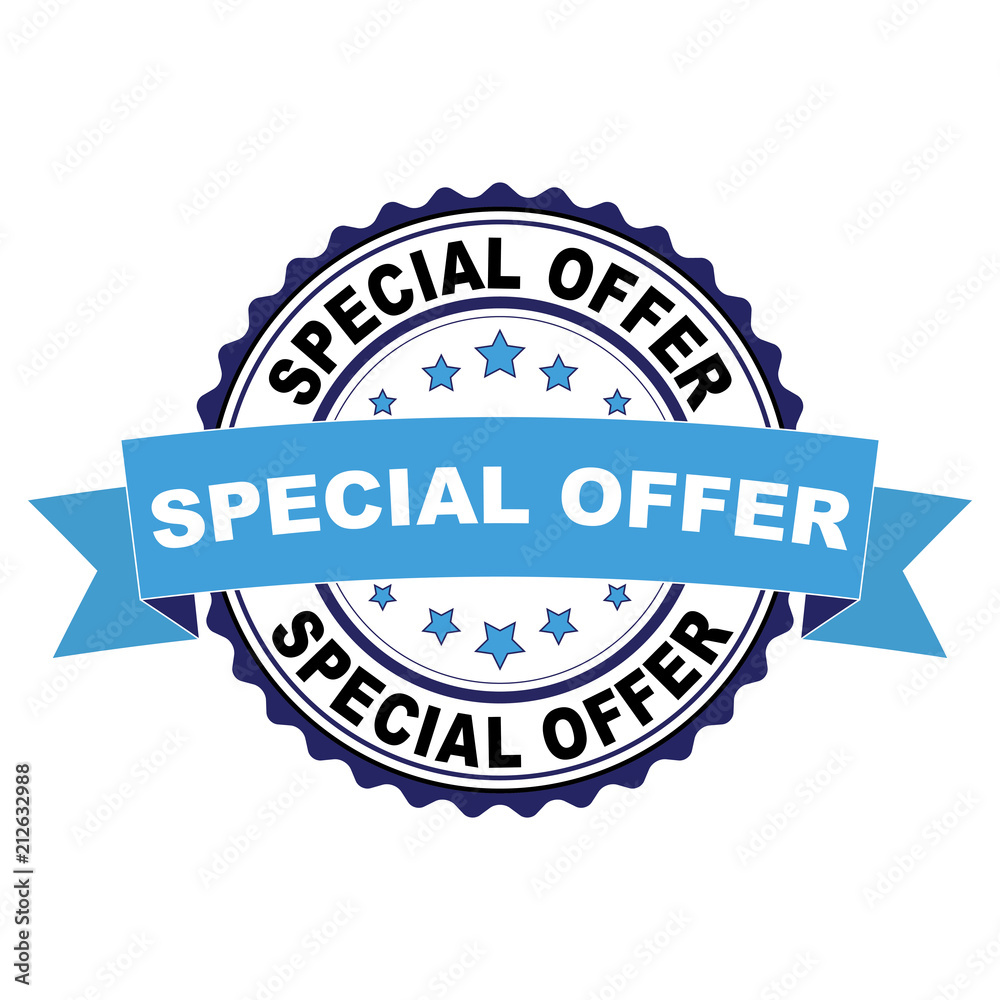 Fototapeta premium Blue black rubber stamp with Special offer concept