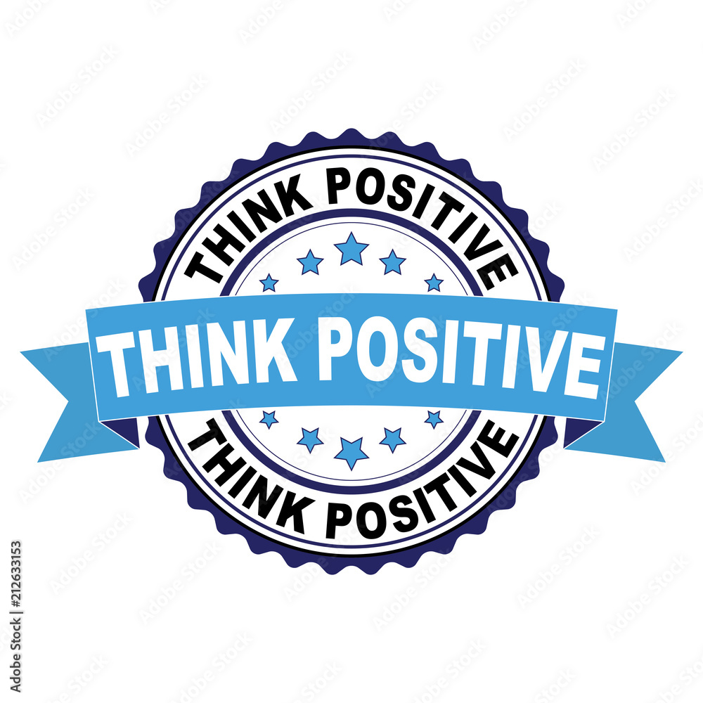 Blue black rubber stamp with Think positive concept
