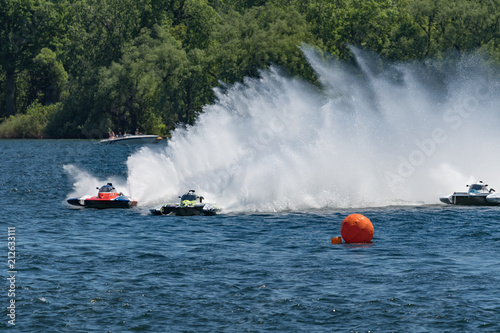 Speed boats in fast action race