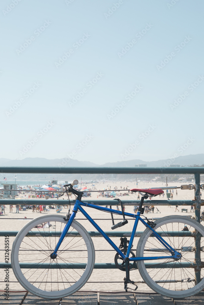 Vintage bicycle in a beach pier in California