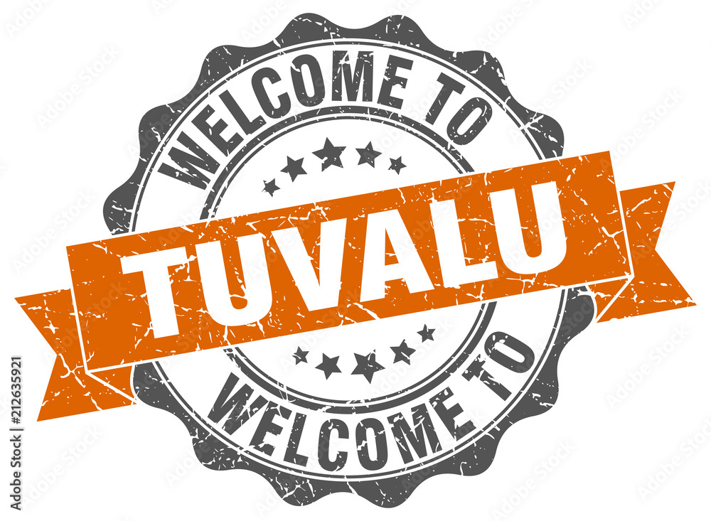 Obraz premium Tuvalu round ribbon seal