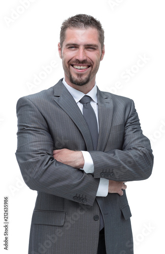 handsome man standing with crossed arms