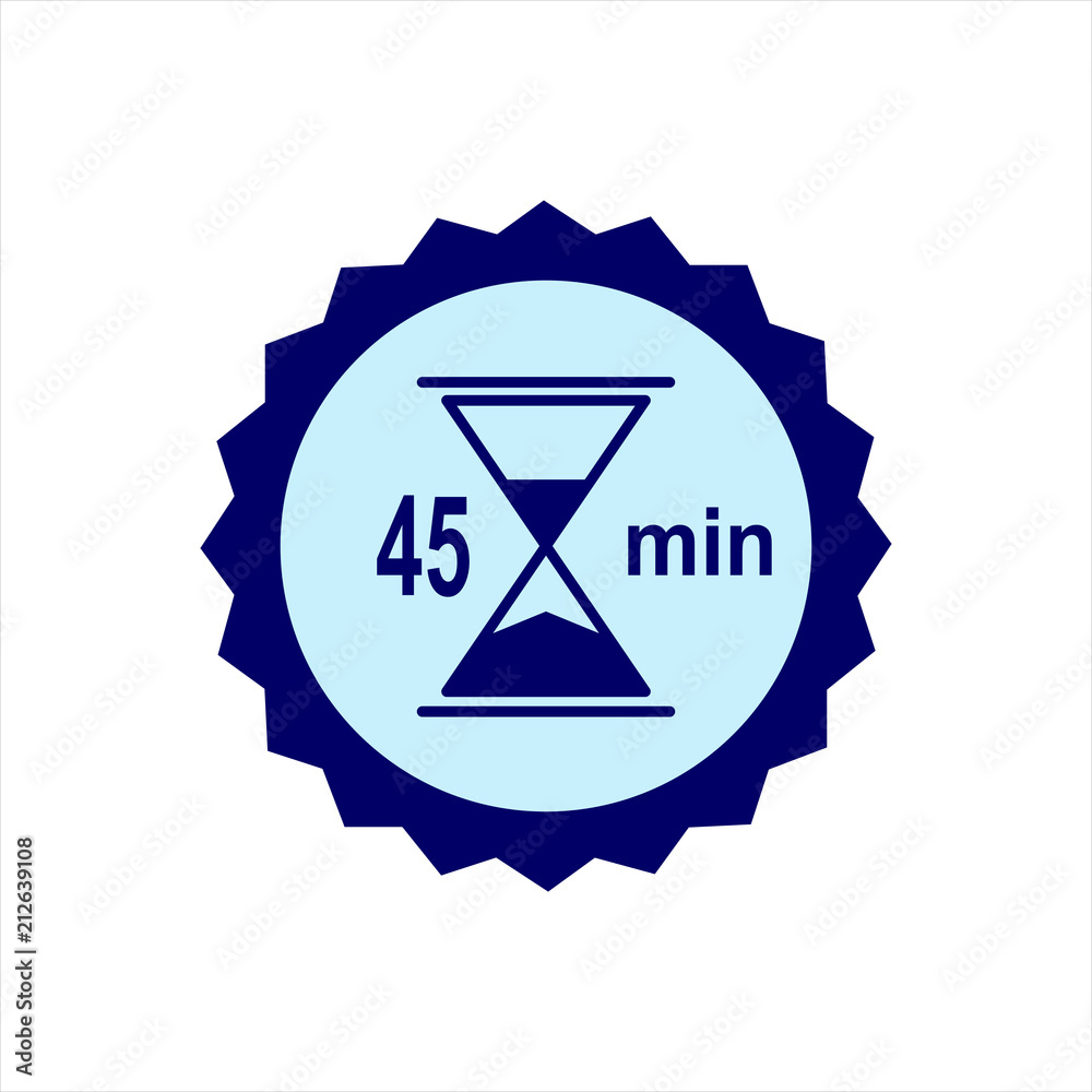 Hourglass with 45 minutes past. Vector icon in flat style. Hourglass with 45 minutes past. Vector icon in flat style.