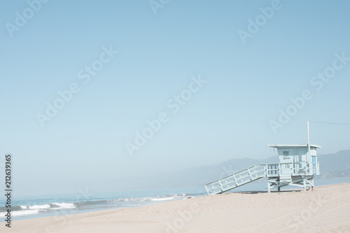 Beach and life guard tower in California