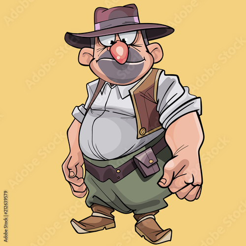 cartoon character bellied male cowboy in hat