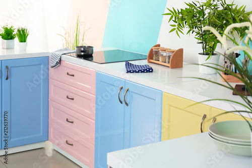 Colorful modern kitchen int...