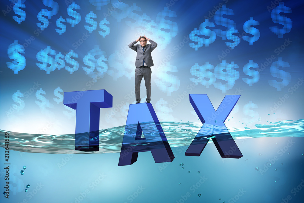 Businessman having problems with paying taxes Businessman having problems with paying taxes