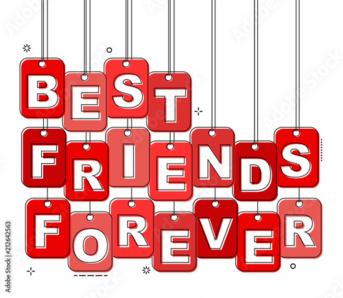 red flat line tag best friends forever