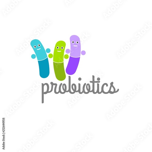 Probiotics logo. Concept of healthy nutrition ingredient for therapeutic purposes. simple flat style trend modern logotype graphic design isolated on white background