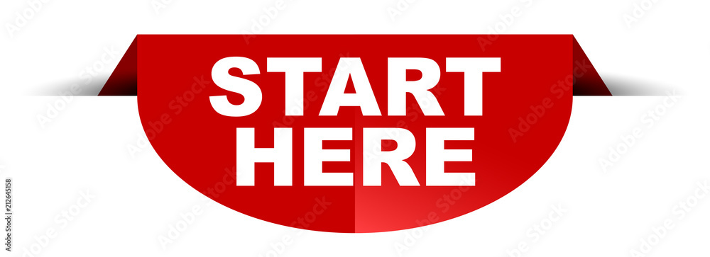 red vector round banner start here red vector round banner start here