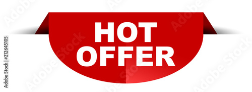 red vector round banner hot offer