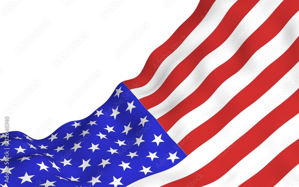 Obraz premium Waving flag of the United States of America. Stars and Stripes. State symbol of the USA. 3D illustration