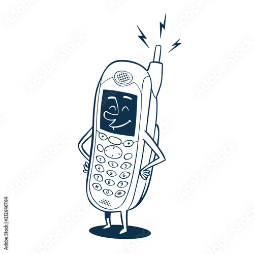 Vintage Style Clip Art - Old Mobil Phone from the end of the 90s - Vector EPS10.
