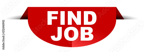 red vector round banner find job
