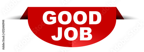 red vector round banner good job