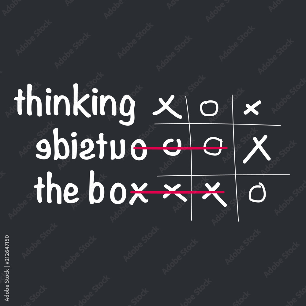 Think outside the box concept with tic tac toe game. vector illustration isolated on white background. Think outside the box concept with tic tac toe game. vector illustration isolated on white background.