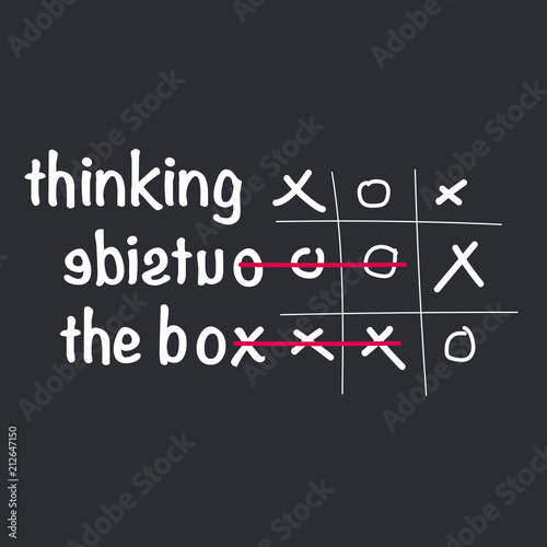 Think outside the box concept with tic tac toe game. vector illustration isolated on white background.