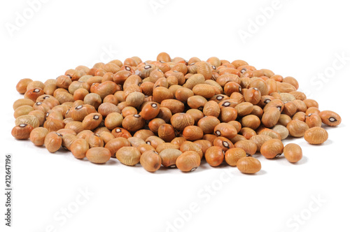 Brown beans on a white background. Front view.