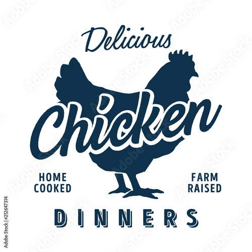 Vintage style clip art - Delicious Home cooked, Farm Raised Chicken Dinners - Vector EPS10