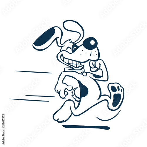 Vintage Style Clip Art - Happy Dog Running - Vector EPS10.