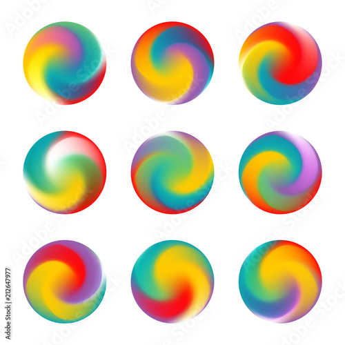 Abstract fluid gradient set with round backgrounds. Vector trendy liquid colorful modern gradient mesh. Template for or poster, banner, flyer and presentation, screens and mobile app
