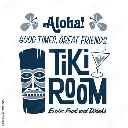 Vintage style clip art - Tiki Room Exotic Food And Drinks - Vector EPS10