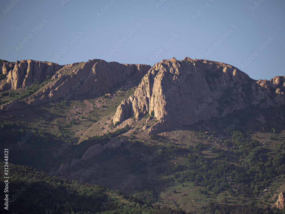 Mountains of crimea and the green forest