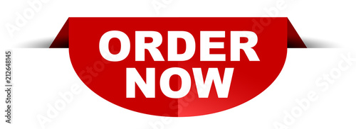 red vector round banner order now