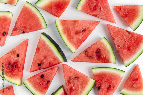 Watermelon pattern. Sliced watermelon on white background.