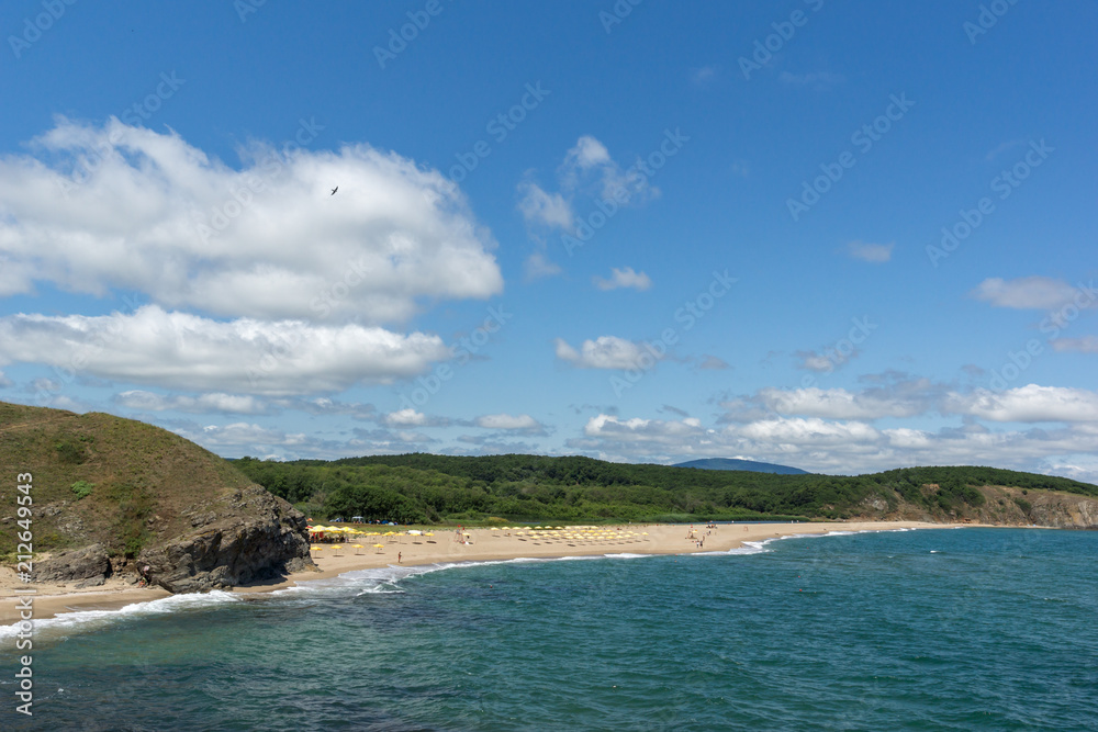 Landscape with beach at the mouth of the Veleka River, Sinemorets village, Burgas Region, Bulgaria