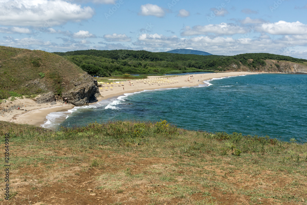 Landscape with beach at the mouth of the Veleka River, Sinemorets village, Burgas Region, Bulgaria Landscape with beach at the mouth of the Veleka River, Sinemorets village, Burgas Region, Bulgaria