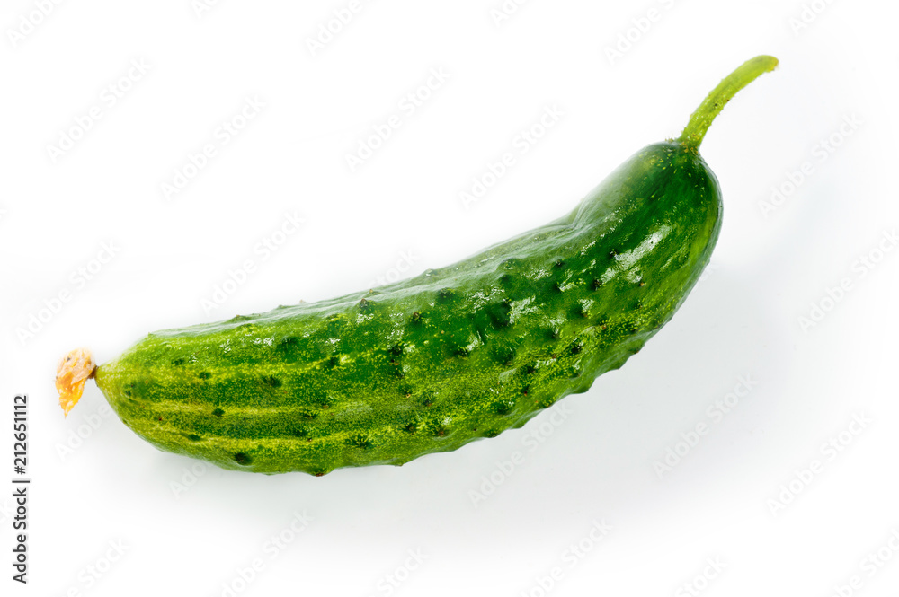 Green cucumbers bright and juicy shot on a white background Green cucumbers bright and juicy shot on a white background