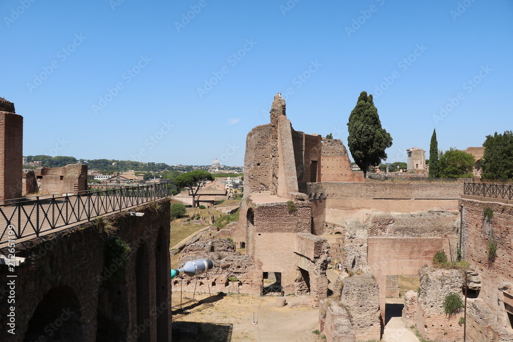 View from Palatine to Circus Maximus in Rome, Italy 