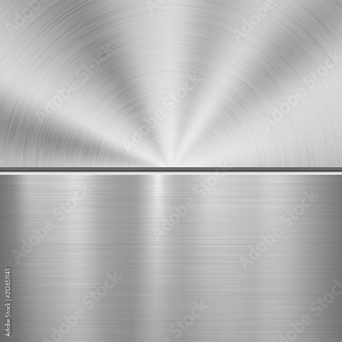 Metal technology background with circular and straight polished, brushed texture, chrome, silver, steel, aluminum for design concepts, wallpapers, web and prints . Vector illustration