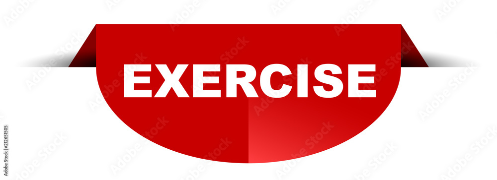 red vector round banner exercise red vector round banner exercise