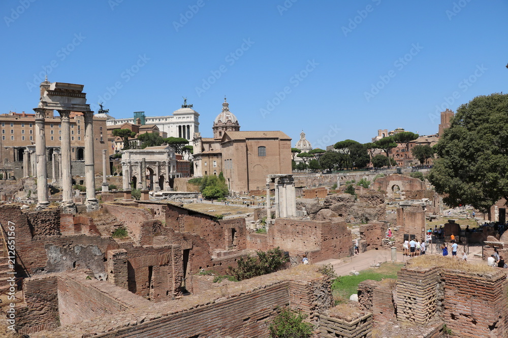 Ancient roman Forum Romanum in Rome Italy