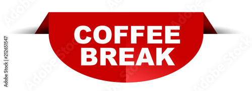 red vector round banner coffee break