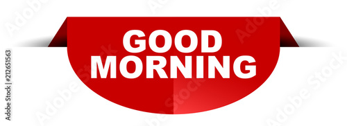 red vector round banner good morning