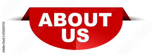 red vector round banner about us