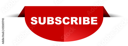 red vector round banner subscribe