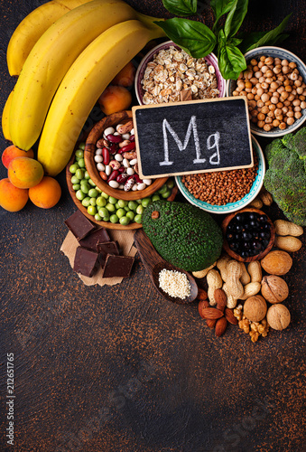 Assortment of  food containing magnesium photo